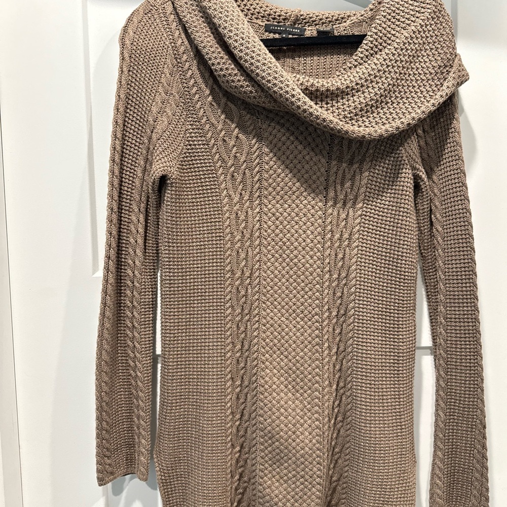 JEANNE PIERRE Tan Cowl Neck Sweater